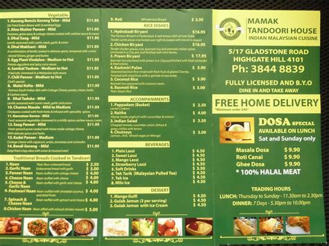 Mamak Tandoori House Menu, Menu for Mamak Tandoori House, South ...