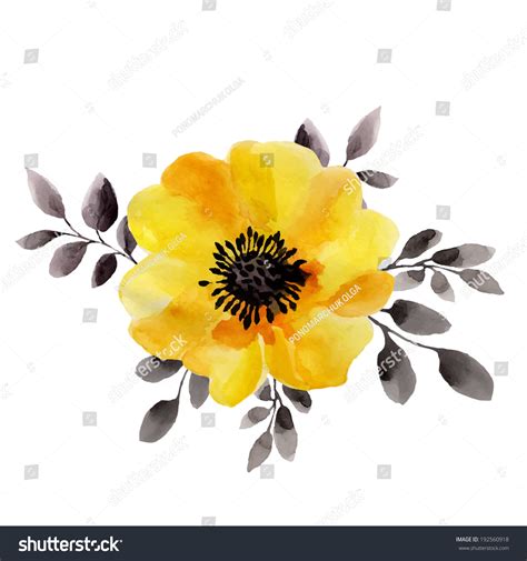 Yellow Flower Watercolor Painting Flowers Isolated Stock Illustration ...