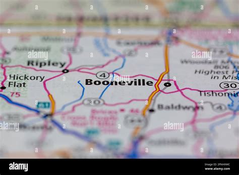 booneville Mississippi USA shown on a Geography map or road map Stock ...