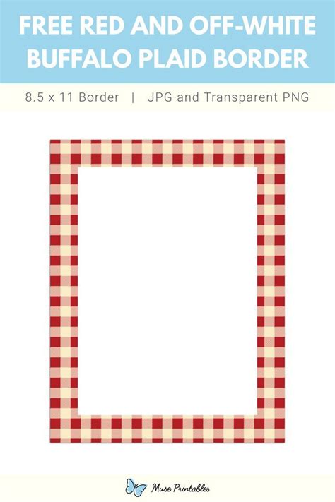 Red and Off White Buffalo Plaid Page Border | Buffalo plaid, White buffalo, Printable border