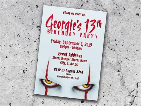 Pennywise Clown Party Invitation *Personalized Digital Printable* 13 ...