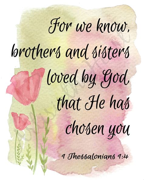 1 Thessalonians 1:4 He Has Chosen You Instant Download Printable, Family Bible Verse Wall Art ...