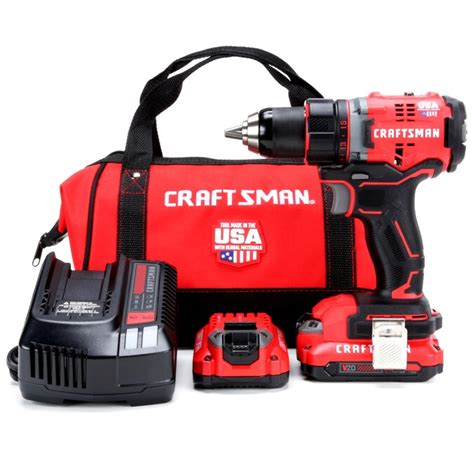 CRAFTSMAN V20 20-Volt Max 1/2-in Brushless Cordless Drill (Charger ...