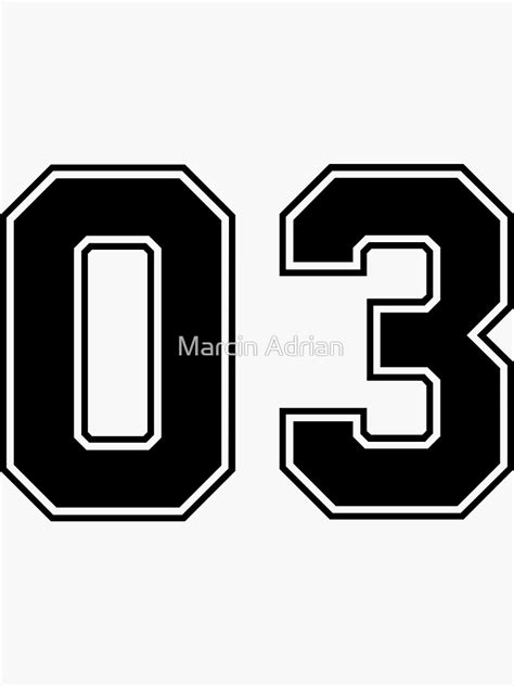 "03 American Football Classic Vintage Sport Jersey Number in black number on white background ...