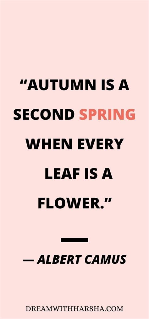 a quote from albert camus that says autumn is a second spring when ...