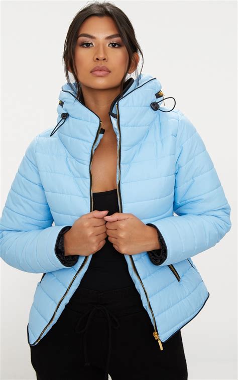 Mara Baby Blue Puffer Jacket | PrettyLittleThing IL