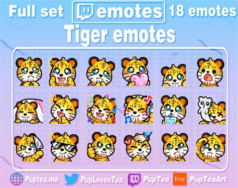 18x Cute Tiger Emotes Pack for Twitch Youtube and Discord Full Set 1 - Etsy