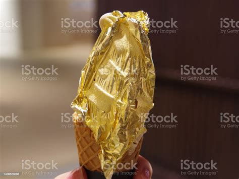 Soft Serve Ice Cream With Gold Leaf Stock Photo - Download Image Now ...