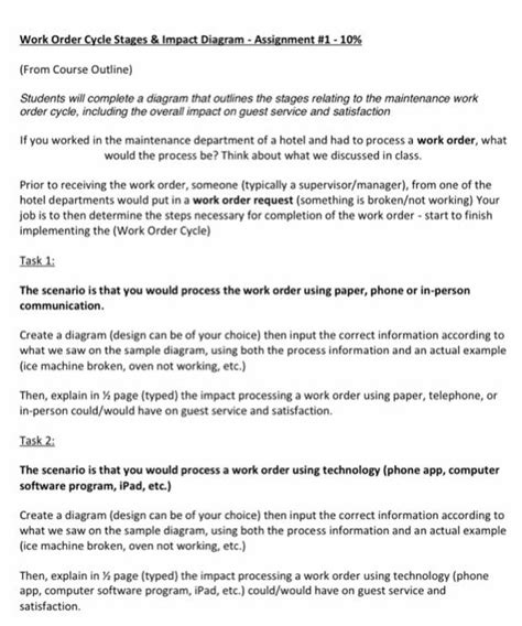 Work Order Cycle Stages \& Impact Diagram - | Chegg.com