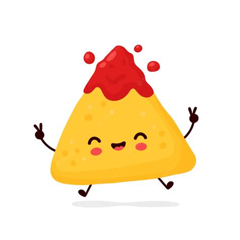 Premium Vector | Cute happy funny nachos. cartoon character illustration icon design.Isolated