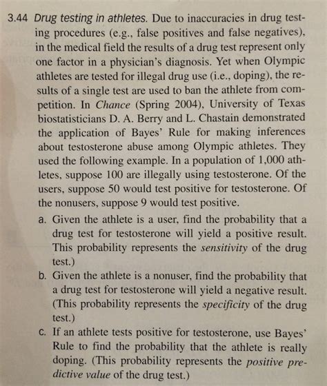 3.44 Drug testing in athletes. Due to inaccuracies in | Chegg.com