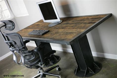 Sit Stand Desk. up Down Desk. Industrial Reclaimed Wood Desk. - Etsy