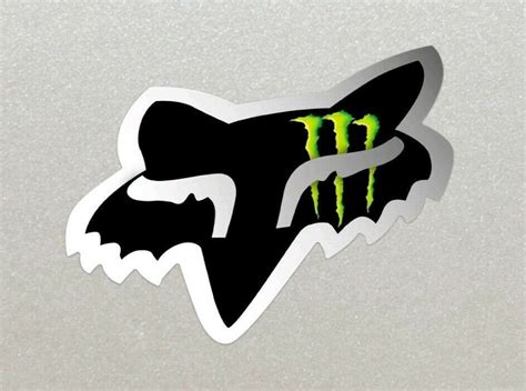 2 x KTM Fox Head, Black with Silver outline, Monster Energy logo Stickers. | Fox racing tattoos ...