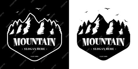 Premium Vector | A mountain logo that is black and white