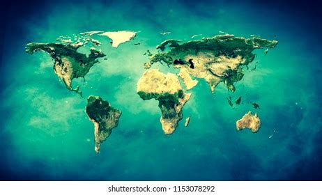 Physical World Map Illustration Elements This Stock Illustration 1153078292 | Shutterstock