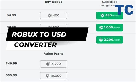 Robux to Usd Converter - Robux Exchange Rate Calculator