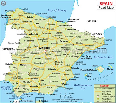 Spain Road Map | Road Map of Spain