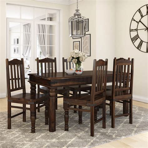 Oklahoma Farmhouse Traditional 5pc Solid Wood Country Dining Table Set