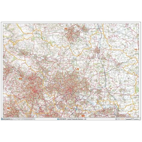 Leeds - LS - Postcode Wall Map | Stanfords