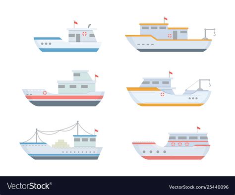 Fishing boat set collections with various size Vector Image