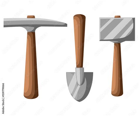 Pick shovel Mining tools, shovel and pickaxe vector illustration ...