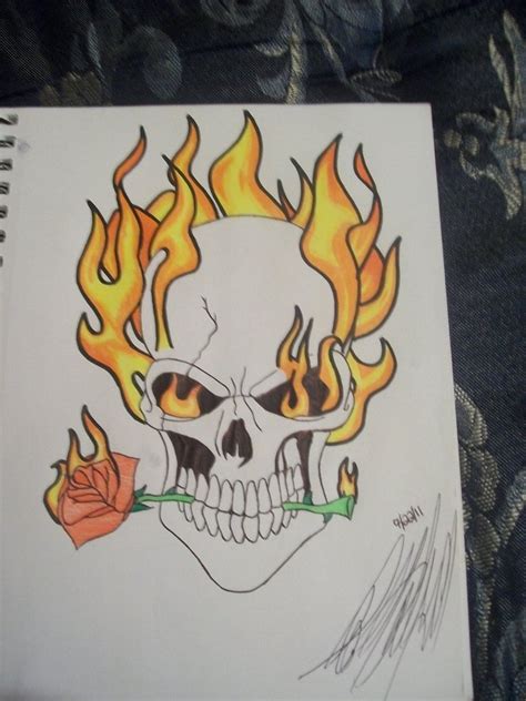 Skull On Fire Drawing at GetDrawings | Free download