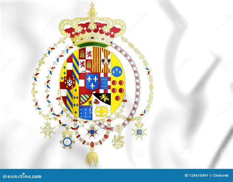 3D Flag of Kingdom of the Two Sicilies 1816. Stock Illustration ...