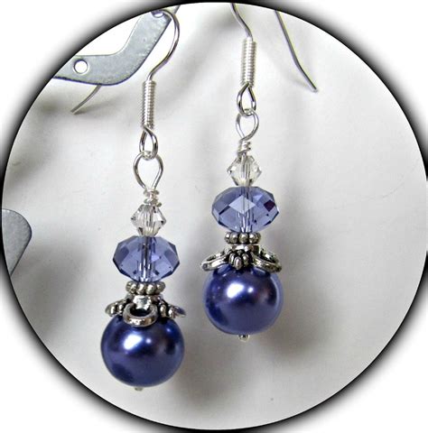 Purple Pearl Earrings Pearl Earrings Bridal Earrings Beaded - Etsy