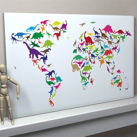 dinosaur world map art print by artpause | notonthehighstreet.com