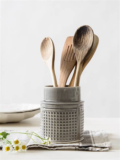 Ceramic Utensil Holder Ceramic Kitchen Utensils Light Gray - Etsy