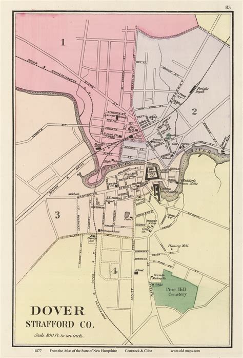 Dover, New Hampshire 1877 Old Map Reprint - Comstock & Cline State ...