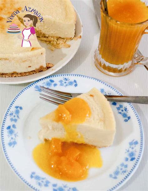 Baked Classic Mango Cheesecake Recipe - Veena Azmanov