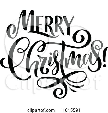 Clipart of a Black and White Merry Christmas Greeting - Royalty Free Vector Illustration by ...