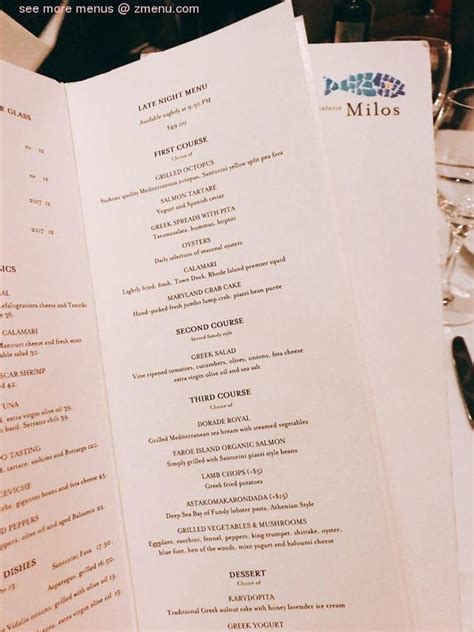 Online Menu of Estiatorio Milos - Midtown New York Restaurant, New York ...