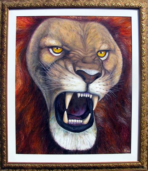 Roaring Lion Painting by Grigor Velev | Saatchi Art