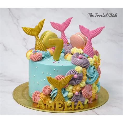 Pastel Rainbow Mermaid Cake