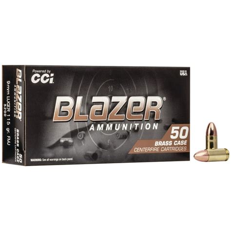 CCI Blazer 9mm Ammo 115gr FMJ 50 Rounds