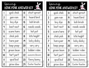 Hink Pinks - Spring by Hugs and Hope | TPT
