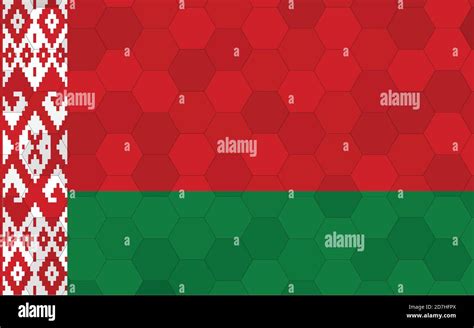 Belarus flag illustration. Futuristic Belarusian flag graphic with abstract hexagon background ...