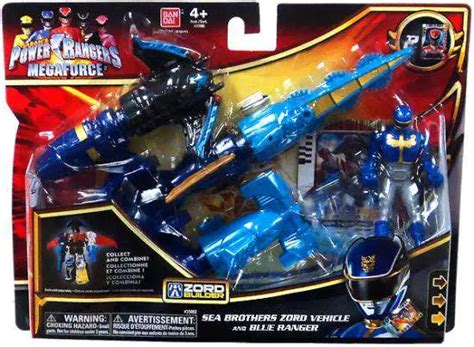 Power Rangers Megaforce Zord Builder Sea Brothers Zord Vehicle and Blue Ranger Action Figure Set ...