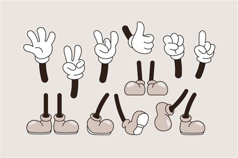 Free Vector | Hand drawn retro cartoon hand and feet illustration