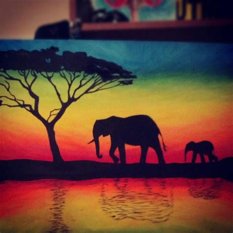 Elephant Silhouette by tylertiger on deviantART | Painting, Sunset painting, Art painting