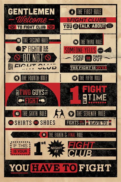 Fight Club Rules Poster 24" x 36" - The Blacklight Zone