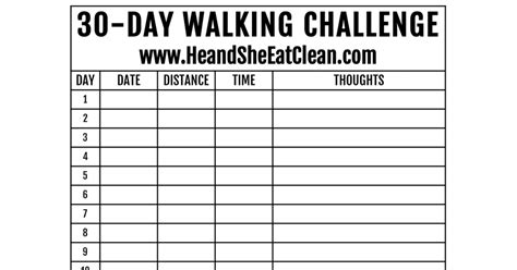 Printable 30 Day Walking Challenge