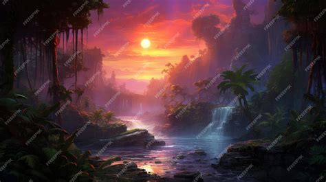 Premium AI Image | Beautiful Anime Sunset Scenery Dramatic Fantasy