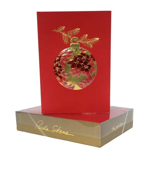 Paula Skene Poinsettia Bauble Christmas Cards (Set of 8) | Harrods US