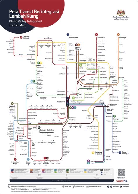 Klang Valley Integrated Transit Map 2021 (KTM, LRT, ERL, Monorail, BRT ...