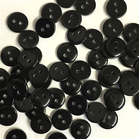 20 Black Buttons Small Black Buttons Black Shiny Buttons | Etsy