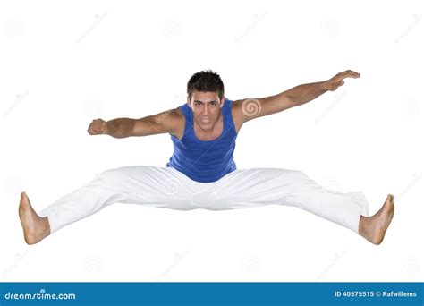 Capoeira, Brazilian Man, White Pants. Stock Image - Image of player, outdoors: 40575515