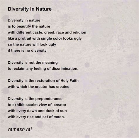 Diversity In Nature - Diversity In Nature Poem by ramesh rai